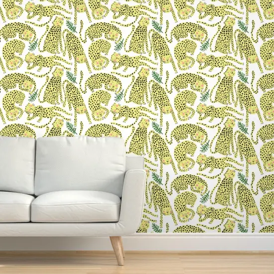 Peel & Stick Wallpaper 2FT Wide Animal Print Cheetah Leopard Jaguar Jungle Cute Kids Room Cats Tropical Safari Custom Removable Wallpaper by Spoonflower {5}