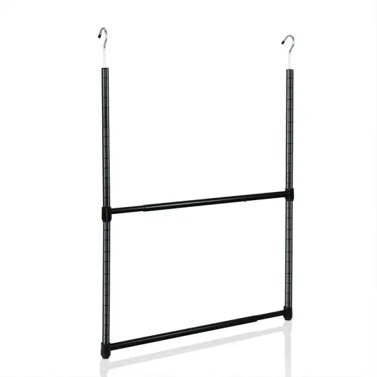 Oceanstar 2-Tier Portable Adjustable Closet Hanger Rod, Black {6}