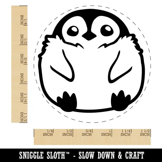 Cute Fluffy Baby Penguin Self-Inking Rubber Stamp for Stamping Crafting Planners Blue {1}
