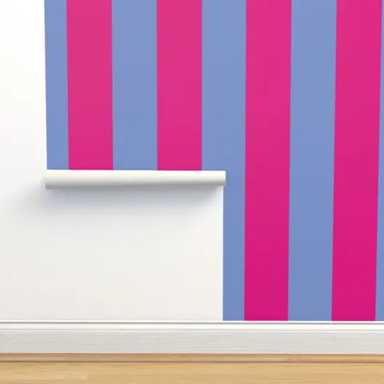 Pre-Pasted Wallpaper 2FT Wide Bright Retro Stripes Fun Groovy Hot Pink Neon Boardwalk Beach Cottagecore Beach Tent Circus Tent Custom Pre-pasted Wallpaper by Spoonflower {2}