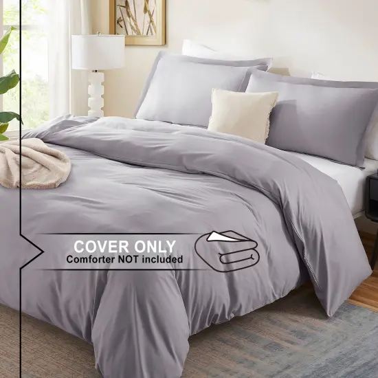 Nestl Double Brushed Microfiber Duvet Cover Set Gray Lavender {2}