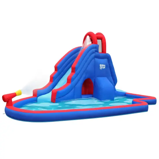 Sunny & Fun Inflatable Kids Backyard Water Slide Park with Splash Pool {1}