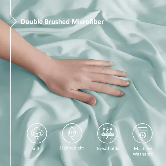 Nestl Double Brushed Microfiber Duvet Cover Set Light Blue {4}