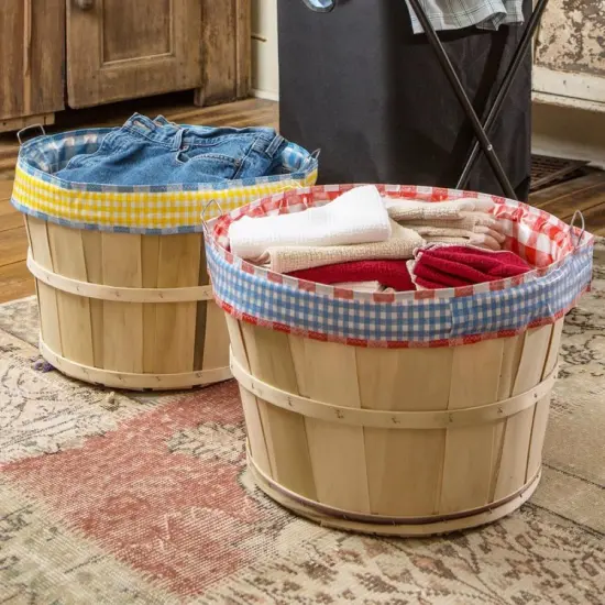 Sarah Kauffman Bushel Basket Liner - Reusable Handmade Vinyl Protector Wipes Clean for Laundry or Any Home Decor {2}
