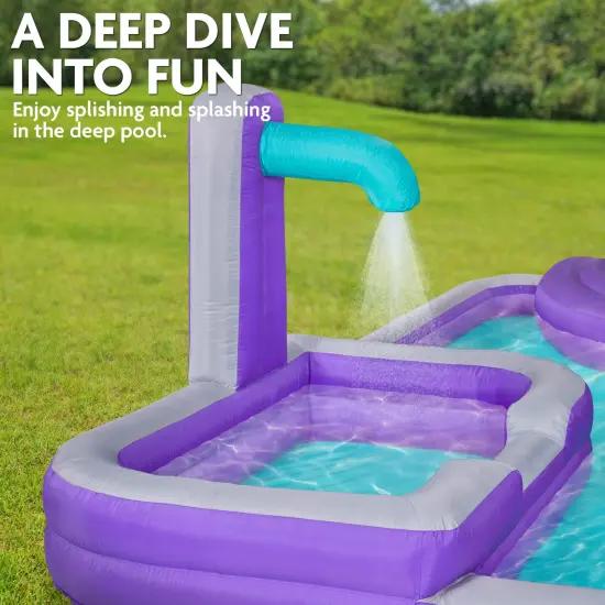 Sunny & Fun Mega Inflatable Kids Backyard Water Slide Park Purple {3}