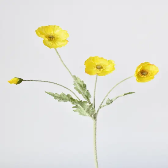 24" Faux Yellow Poppy Stem {1}