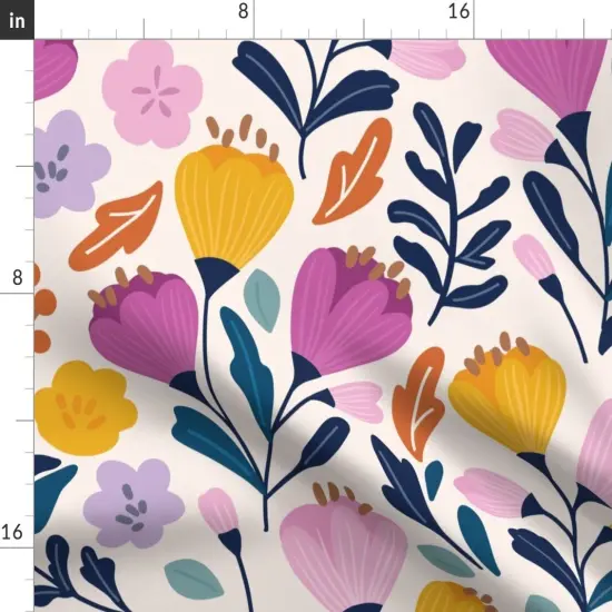 Various Fabrics by the Yard or Fat Quarter Crocus Bloom Whimsical Floral Modern Garden Botanical Purple Yellow Large Scale Custom Printed Fabric by Spoonflower {2}