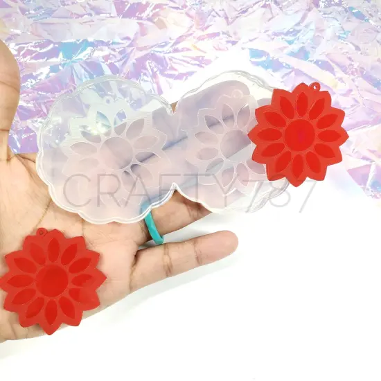 Sunflower Dangle Earring Silicone Mold (C2) {1}