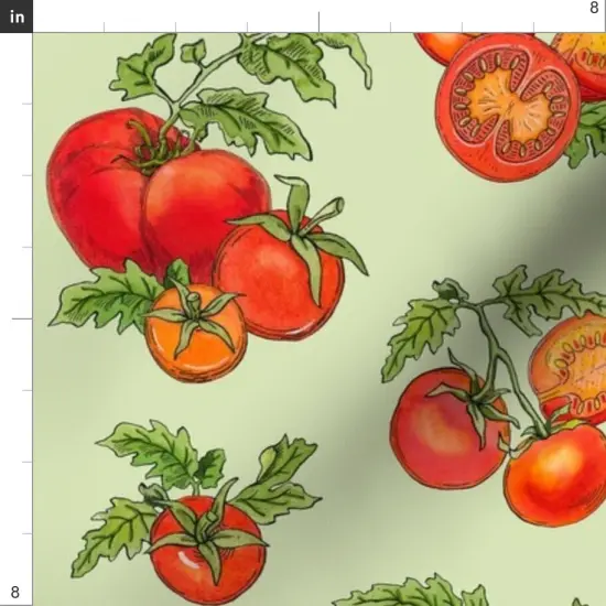 Various Fabrics by the Yard or Fat Quarter Farmers Market Tomato Red Green Summer Garden Kitchen Custom Printed Fabric by Spoonflower {4}