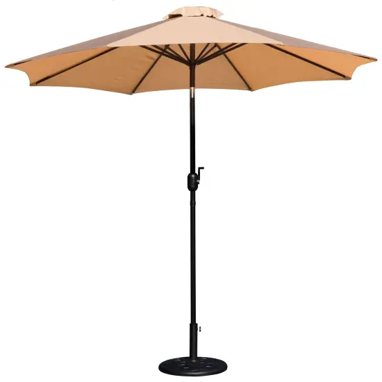 Merrick Lane Bali Patio Umbrella with Base - 9' Polyester Patio Umbrella - 30+ UV Protection - Waterproof Cement Base with 1.5" Diameter Aluminum Pole Navy {6}