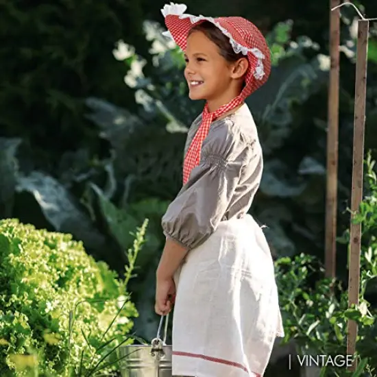 Colonial Pioneer Womens Bonnet - Revolutionary War Red and... Gingham Pilgrim Women Bonnets Sun Hats Dress Up Costume Accessories {5}