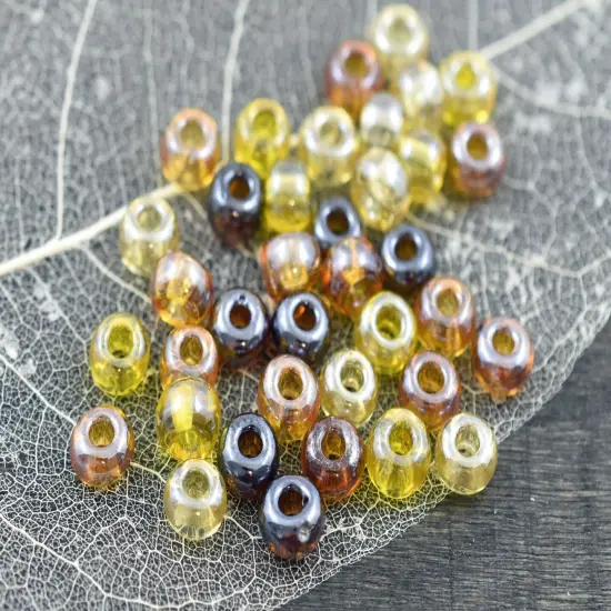 50G Mixed Amber Luster Czech 2/0 Seed Beads {3}