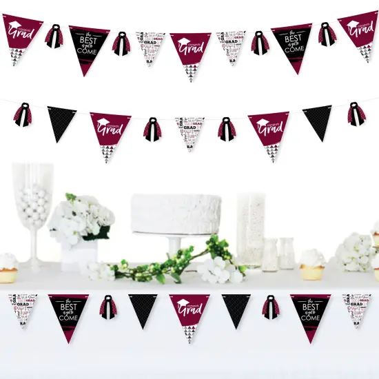 Big Dot of Happiness 30 Piece Maroon Graduation Party Pennant Triangle Banner {3}