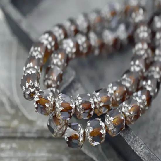 *20* 6mm Antique Silver Washed Thistle Cathedral Beads {2}