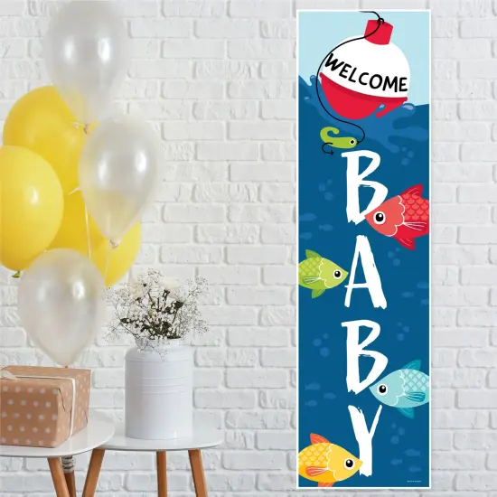 Big Dot of Happiness Let's Go Fishing - Fish Themed Baby Shower Front Door Decoration - Vertical Banner {1}