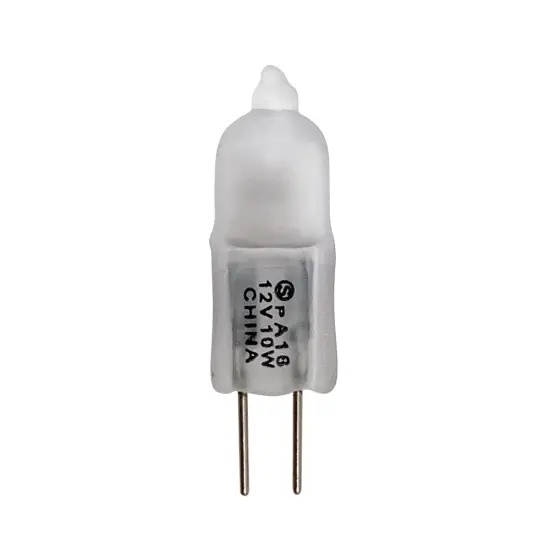 Satco 10w 12v G4 Bi-Pin Base T3 shape 2900K Frosted Halogen Light Bulb {1}