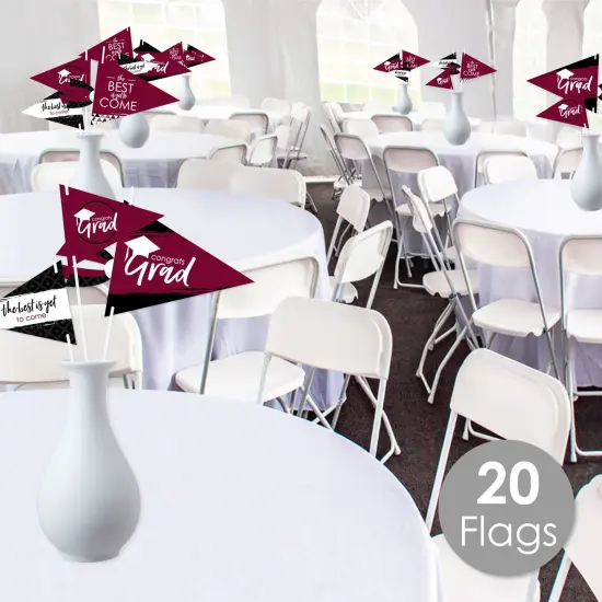 Big Dot of Happiness Maroon Grad - Best is Yet to Come - Triangle Burgundy Graduation Party Photo Props - Pennant Flag Centerpieces - Set of 20 {3}