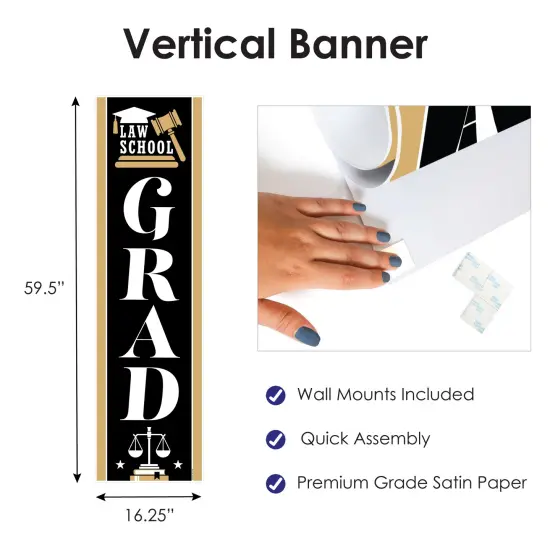 Big Dot of Happiness Law School Graduation Party Door Decoration - Vertical Banner {4}