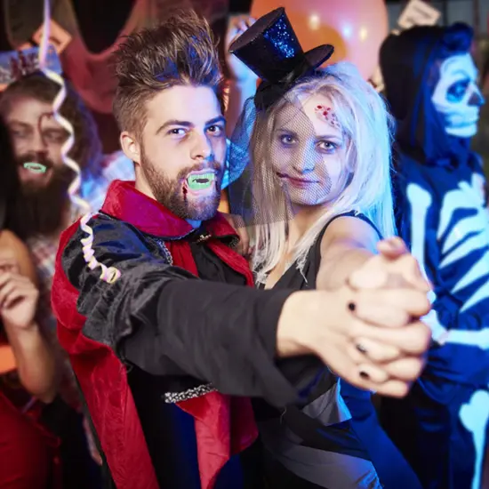 Glowing Clear Vampire Fangs - Glow in The Dark Transparent Dracula Teeth - 12 Pack {5}