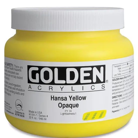 Golden Heavy Body Artist Acrylics - Hansa Yellow Opaque, 32 oz Jar {2}