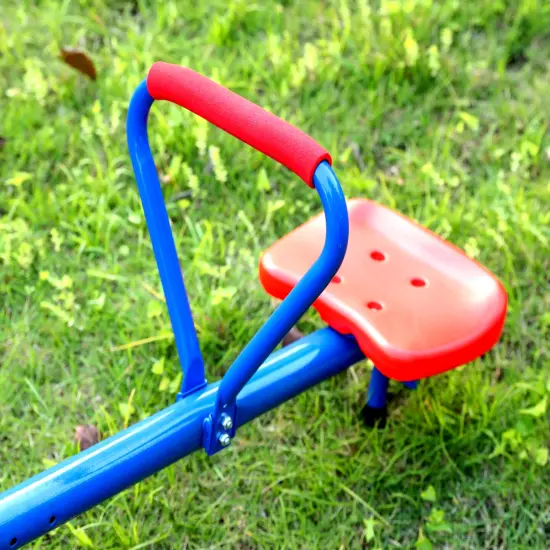 Outdoor Red and Blue Metal Rotating Seesaw {4}