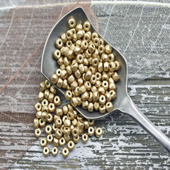 6g 2x3mm Matte Gold Faceted Micro Spacer Beads {1}