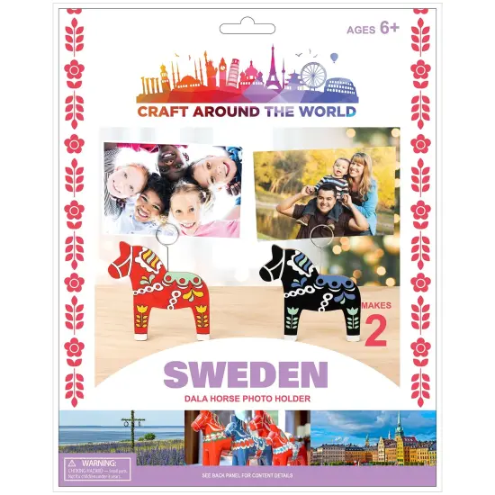 Craft Around The World Swedish Dala Horse Photo Holders-Makes 2 {1}