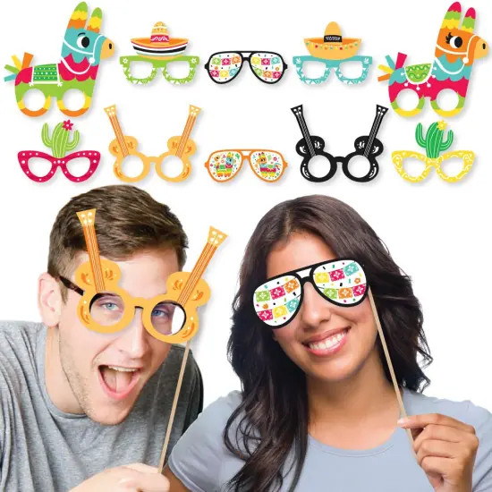 Big Dot of Happiness Pinata Party Glasses - Paper Card Stock Colorful Fiesta Photo Booth Props Kit - 10 Count {3}