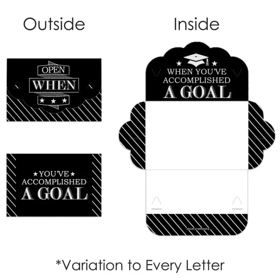 Big Dot of Happiness Graduation Cheers - High School or College Grad Cards Gift Box Kit - Open When Letters - Set of 8 {6}