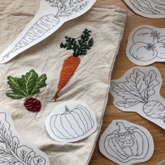 MCreativeJ Veggie Delight - Peel Stick and Stitch Hand Embroidery Patterns {4}