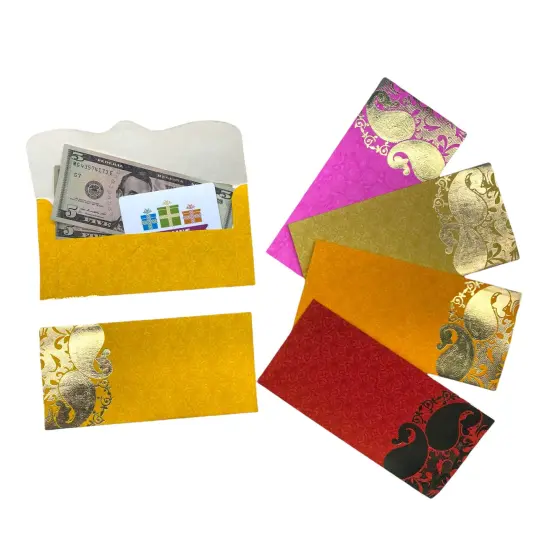 Pack of 10 Money Envelopes for Cash Assorted Indian Paper Shagun Lifafa Gift Cards Ganesha Decorative Lucky Cash Card Currency Holder Tip Envelopes Wedding Diwali Gift {6}