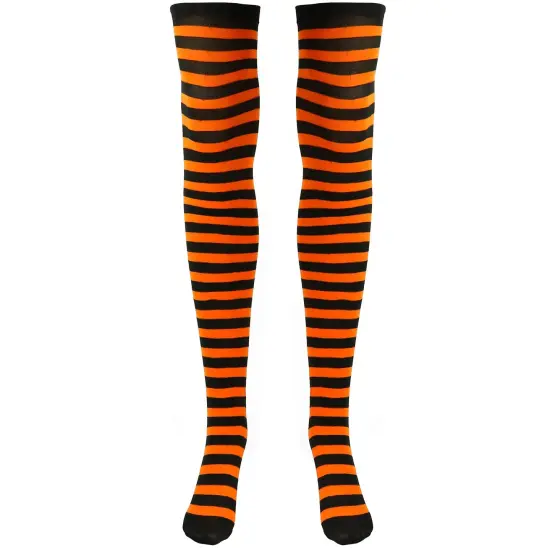Orange and Black Socks - Over The Knee Orange and Black Costume Accessories Stockings for Men, Women and Kids {3}
