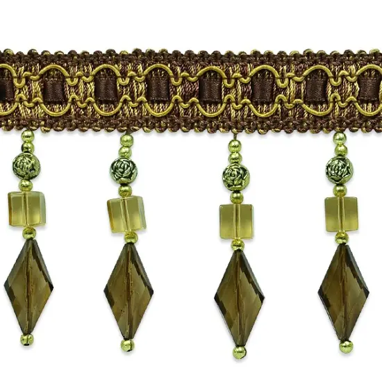 Anika Cube / Diamond Beaded Fringe Trim Brown Multi {1}
