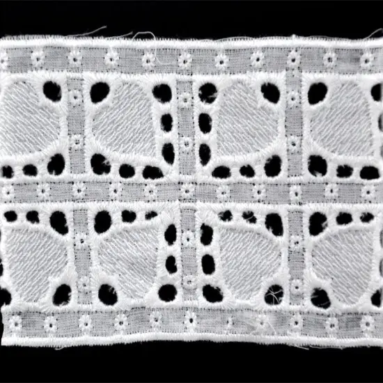 Belagio Flat Eyelet Lace Trim, 2.38" Wide, Heart Design, 20-Yard Bolt, White {1}