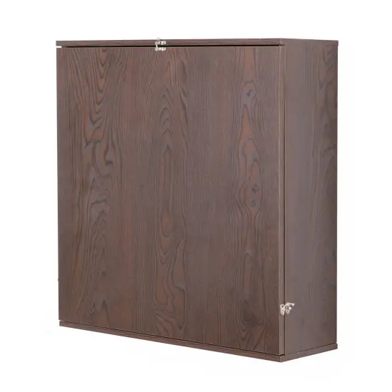 Wall Mount Laptop Fold-out Desk with Shelves Brown {3}