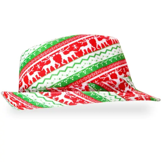 Ugly Sweater Fedora Hat - Funny Christmas Holiday Red and Green Ugly Sweater Party Hat for Adults and Kids {3}