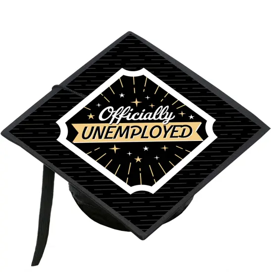 Big Dot of Happiness Officially Unemployed - Graduation Cap Decorations Kit - Grad Cap Cover {1}