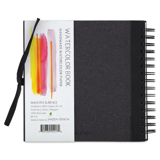 Shizen Watercolor Journal - 8" x 8", Hot Press, Black Cover {2}