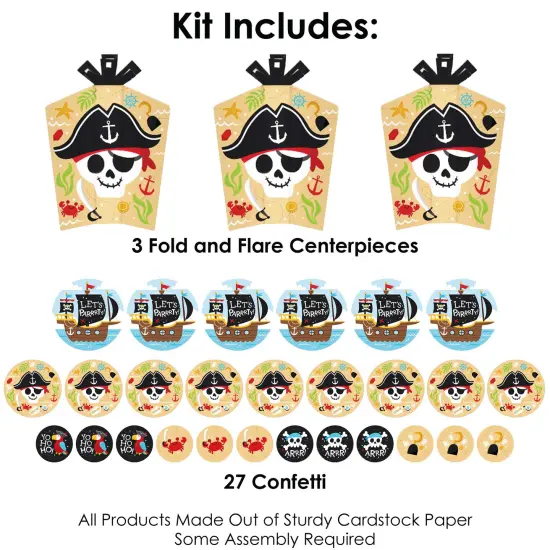 Big Dot of Happiness Pirate Ship Adventures - Skull Birthday Party Decor and Confetti - Terrific Table Centerpiece Kit - Set of 30 {4}