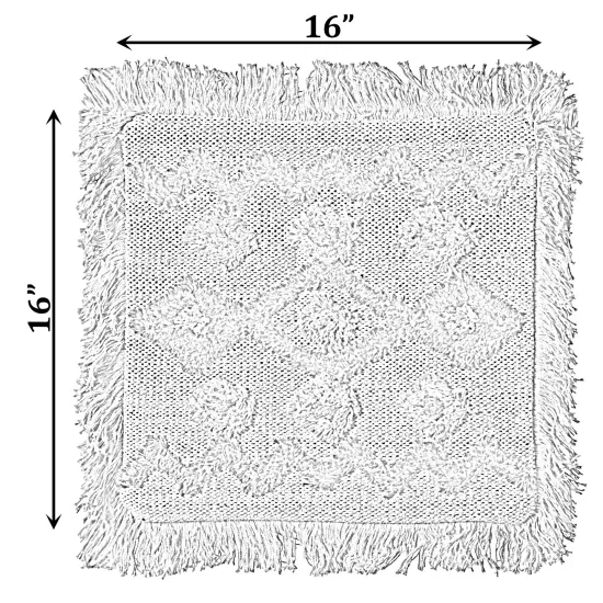 16" Handwoven Cotton & Silk Throw Fringed Pillow Cover Embossed Zig Zag & Crossed Lines Design {6}