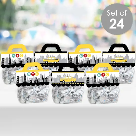 Big Dot of Happiness NYC Cityscape DIY New York City Party Clear Goodie Favor Bag Labels Candy Bags with Toppers Set of 24 {3}