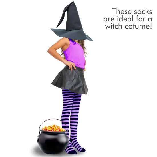 Purple and Black Socks - Over The Knee Striped Thigh High Costume Accessories Stockings for Men, Women and Kids {3}