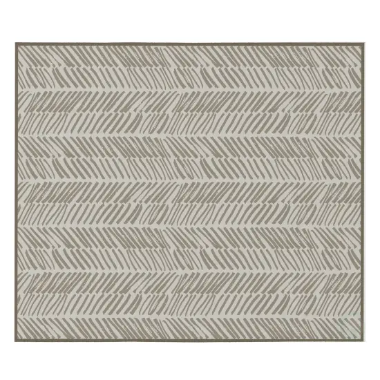 Deerlux Modern Living Room Area Rug with Nonslip Backing, Abstract Beige Chevron Strokes Pattern {7}
