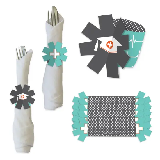 Big Dot of Happiness Medical School Grad - Doctor Graduation Party Paper Napkin Holder - Napkin Rings - Set of 24 {1}