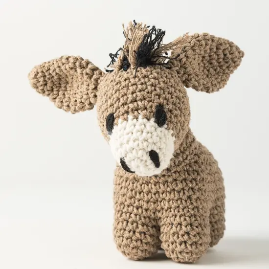 Hoooked Amigurumi DIY Kit W/Eco Barbante Yarn-Donkey Joe - Taupe {3}