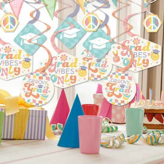 Big Dot of Happiness Groovy Graduation Hippie Decorations Hanging Swirls - Set of 40 {3}