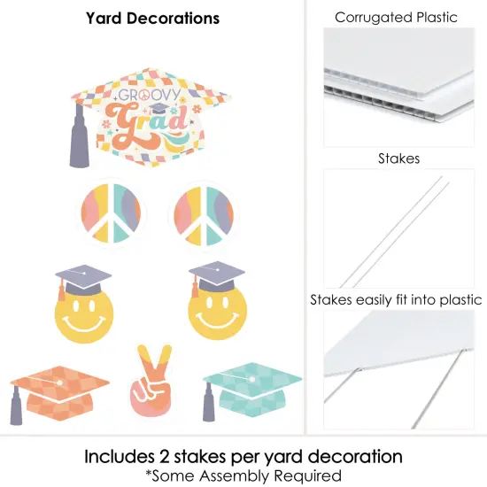 Big Dot of Happiness Groovy Graduation Hippie Outdoor Decorations - Graduation Yard Signs - Set of 8 {6}