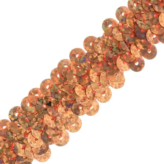 10 yards of 2 Row 7/8" Starlight Hologram Stretch Sequin Trim | 10 yard cut Orange {1}