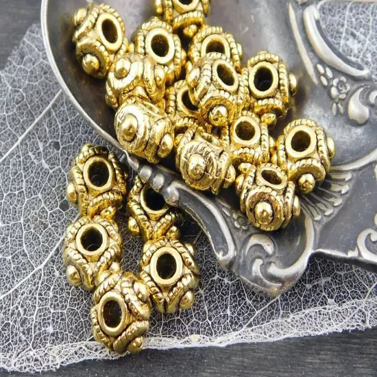 *50* 8x5mm Antique Gold Rounded Rondelle Spacer Beads {1}