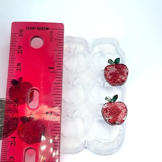 Apple Manzana Stud Silicone Mold(B9) {3}